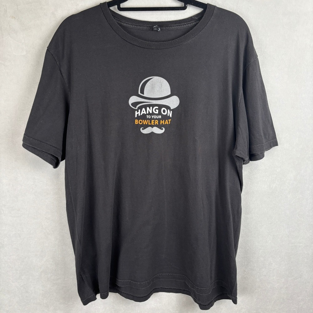 Port & Company Mini Cooper Hang On To Your Bowler Hat Graphic T-Shirt Black XL